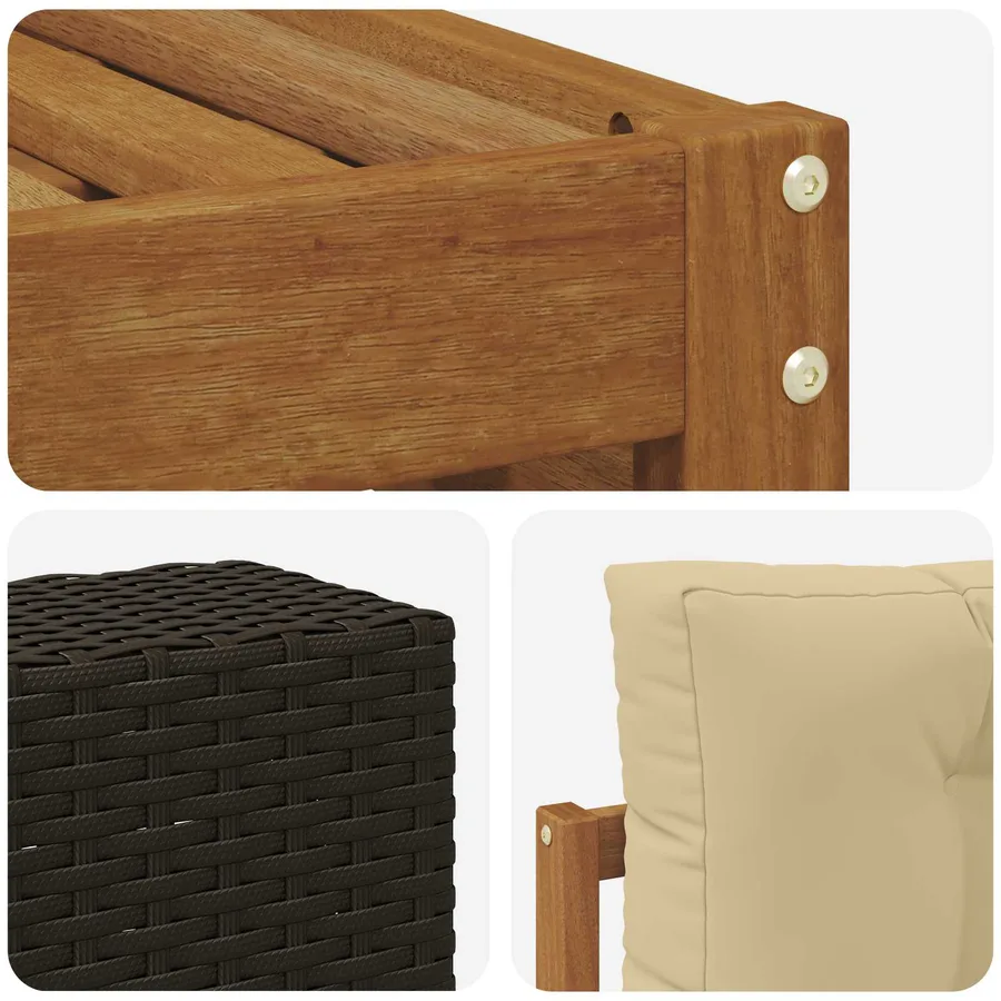 Ensemble de canapés d'extérieur 4 pcs Naturel et Beige - 5