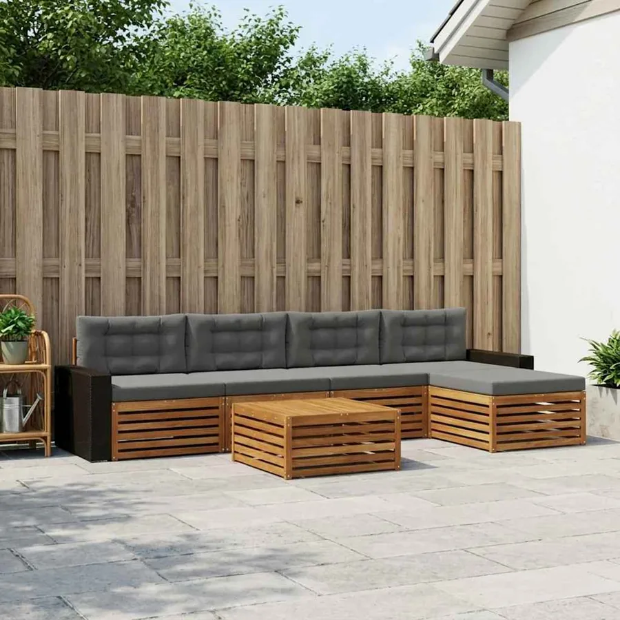 Ensemble de canapés d'extérieur 6 pcs Naturel et Anthracite