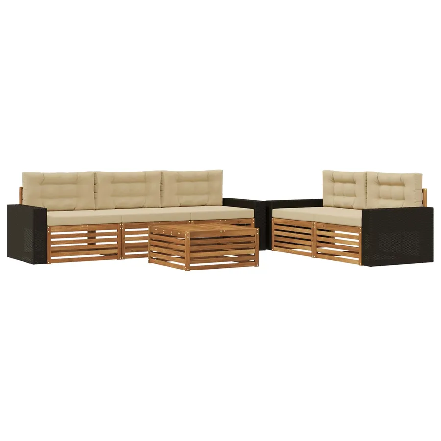 Ensemble de canapés d'extérieur 6 pcs Naturel et Beige - 2