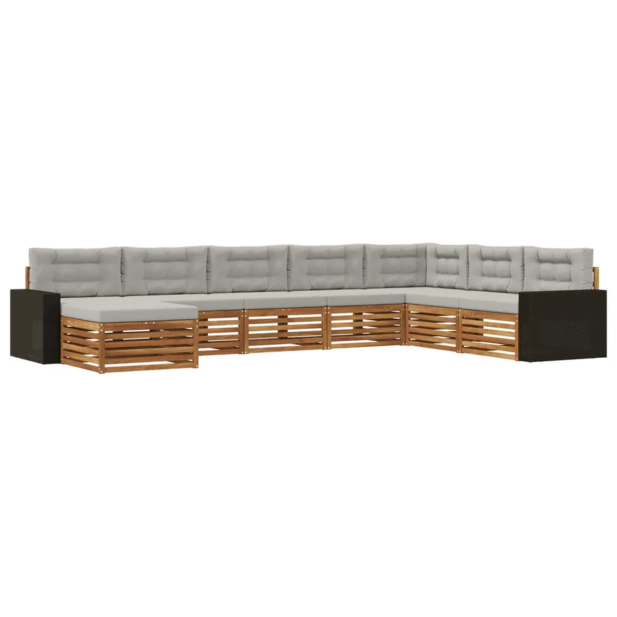 Ensemble de canapés d'extérieur 8 pcs Naturel et gris clair - 2