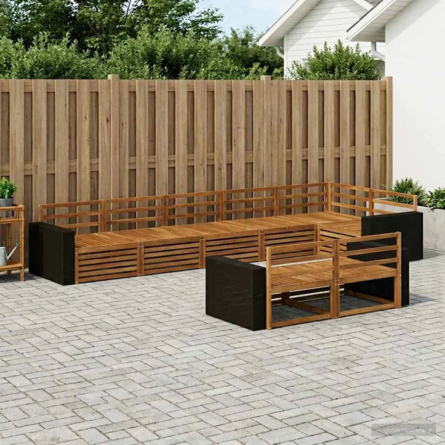 Ensemble de canapés d'extérieur 8 pcs Naturel