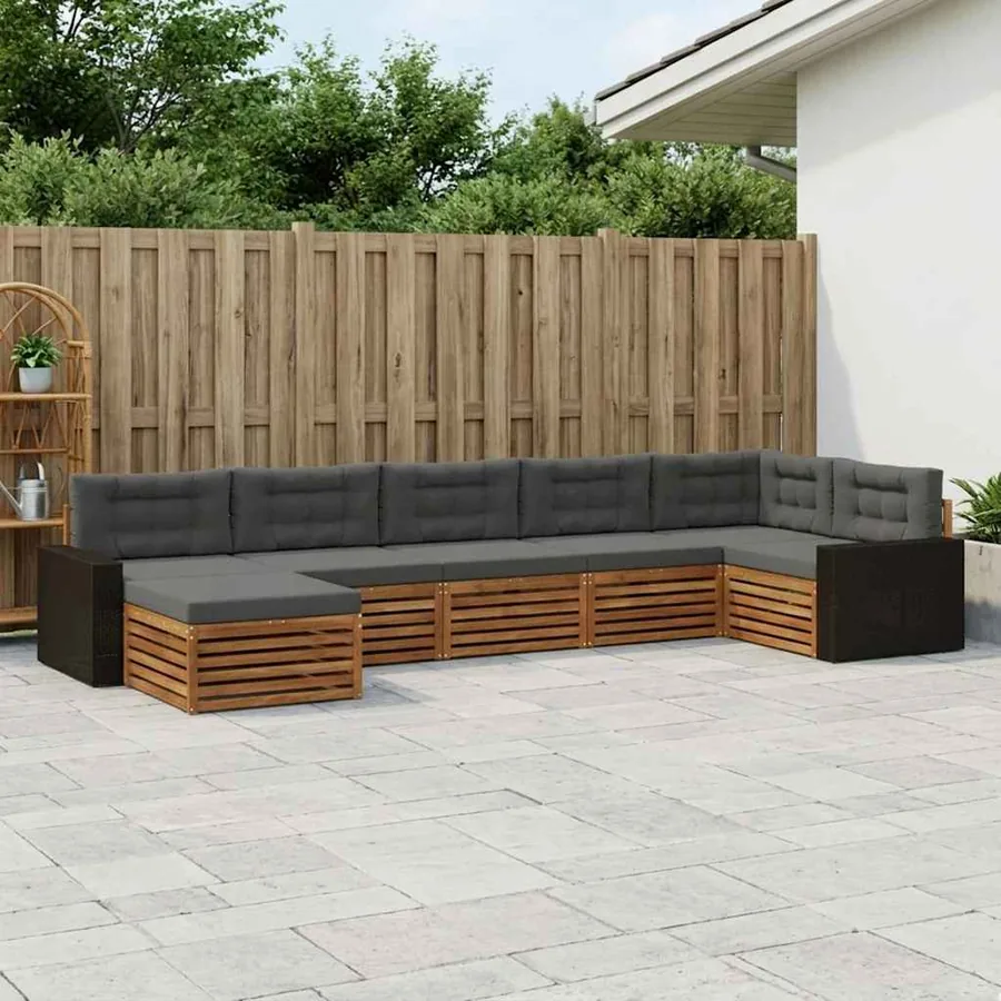 Ensemble de canapés d'extérieur 7 pcs Naturel et Anthracite