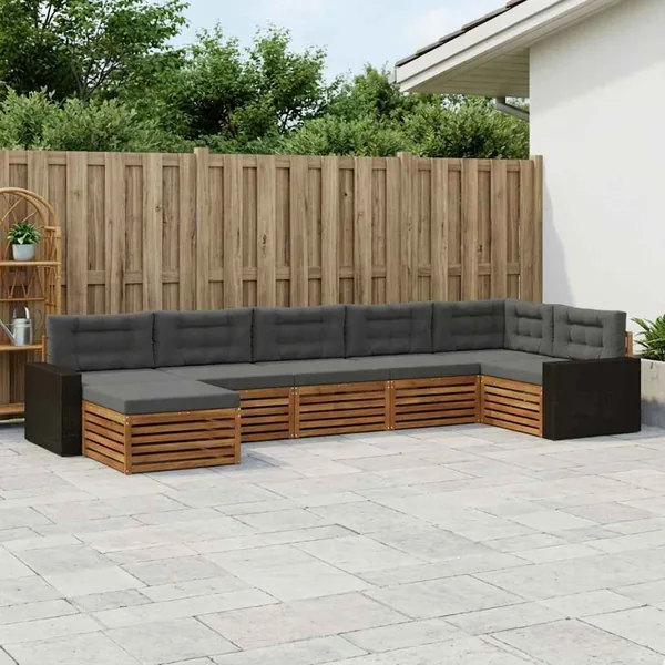 Ensemble de canapés d'extérieur 7 pcs Naturel et Anthracite