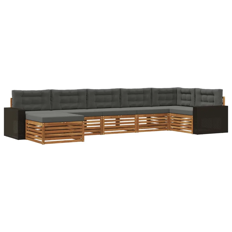 Ensemble de canapés d'extérieur 7 pcs Naturel et Anthracite - 2