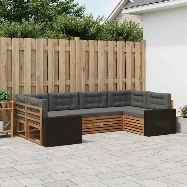 Ensemble de canapés d'extérieur 6 pcs Naturel et Anthracite