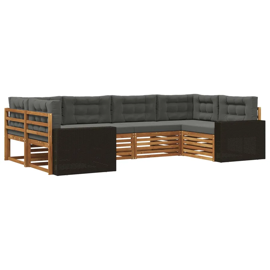 Ensemble de canapés d'extérieur 6 pcs Naturel et Anthracite - 2