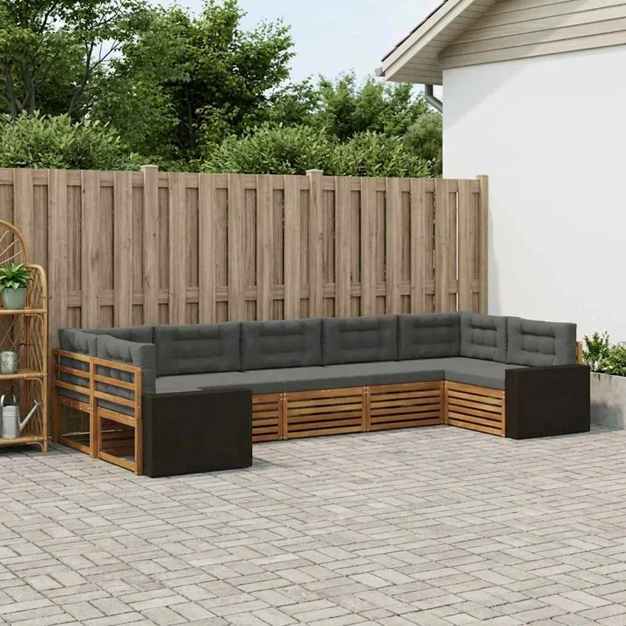 Ensemble de canapés d'extérieur 7 pcs Naturel et Anthracite