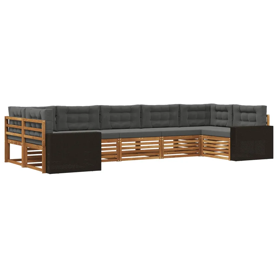 Ensemble de canapés d'extérieur 7 pcs Naturel et Anthracite - 2