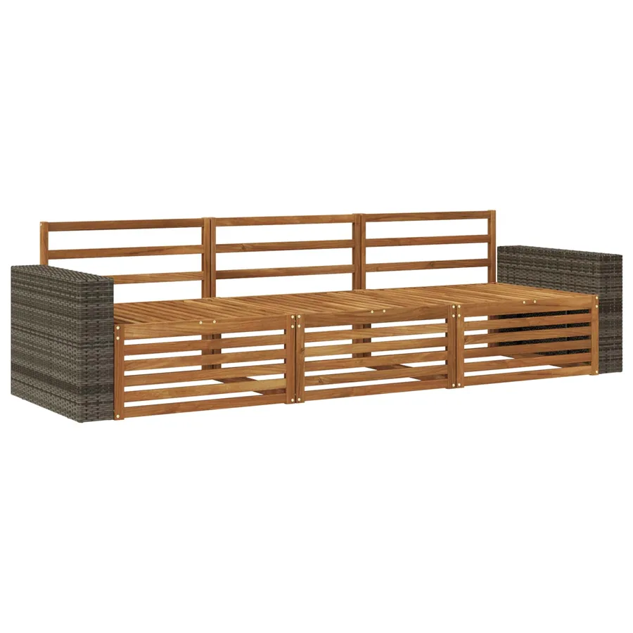 Ensemble de canapés d'extérieur 3 pcs Naturel - 2