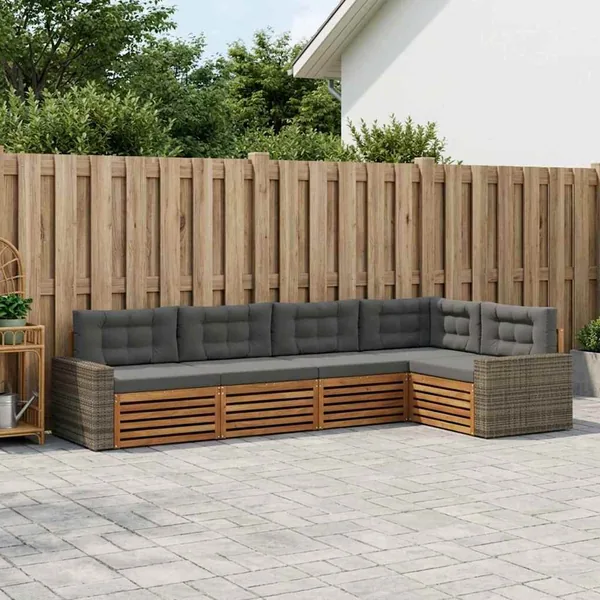 Ensemble de canapés d'extérieur 5 pcs Naturel et Anthracite