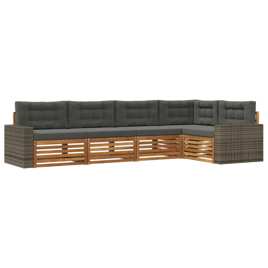 Ensemble de canapés d'extérieur 5 pcs Naturel et Anthracite - 2