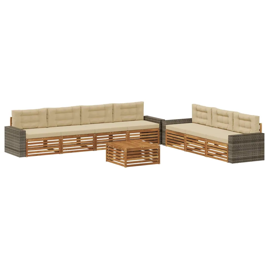 Ensemble de canapés d'extérieur 8 pcs Naturel et Beige - 2
