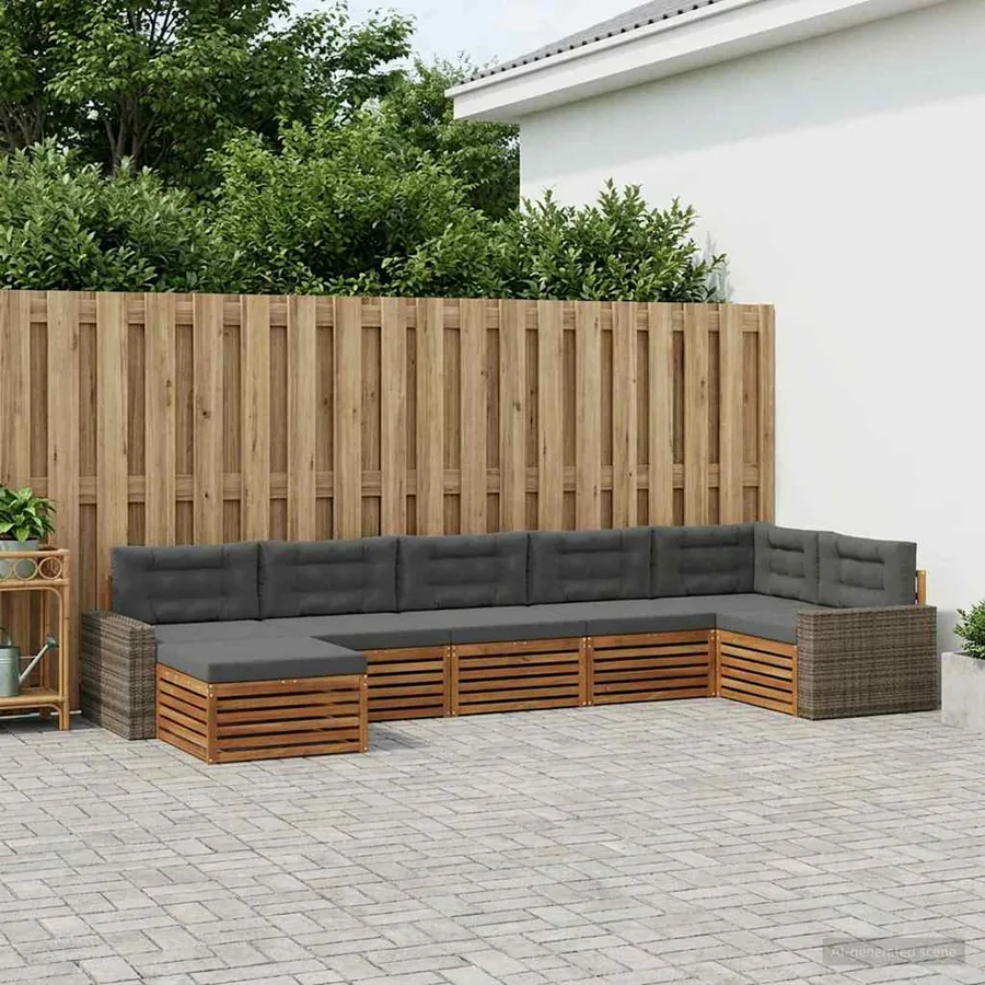 Ensemble de canapés d'extérieur 7 pcs Naturel et Anthracite