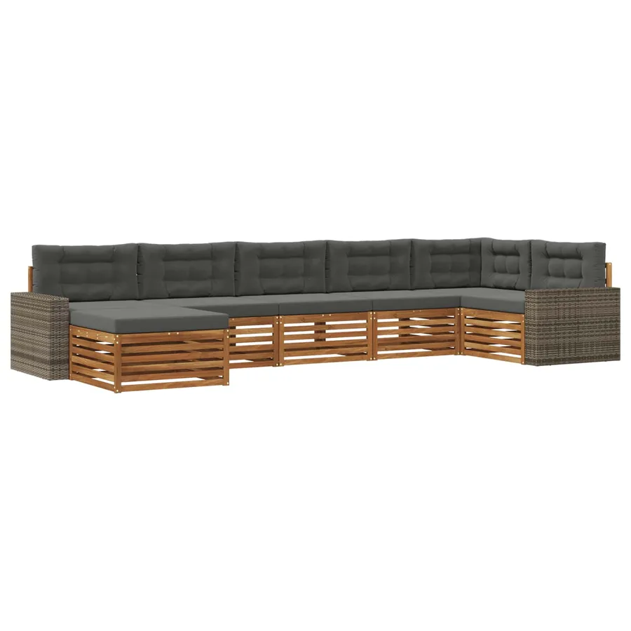 Ensemble de canapés d'extérieur 7 pcs Naturel et Anthracite - 2