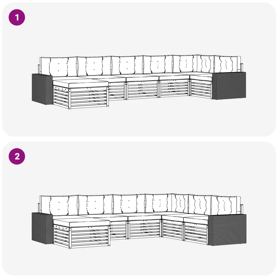 Ensemble de canapés d'extérieur 7 pcs Naturel et Anthracite - 7