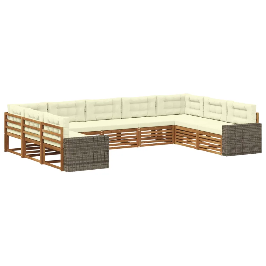 Ensemble de canapés d'extérieur 9 pcs Naturel et Crème - 2