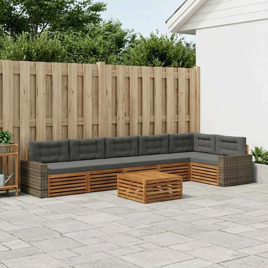 Ensemble de canapés d'extérieur 7 pcs Naturel et Anthracite