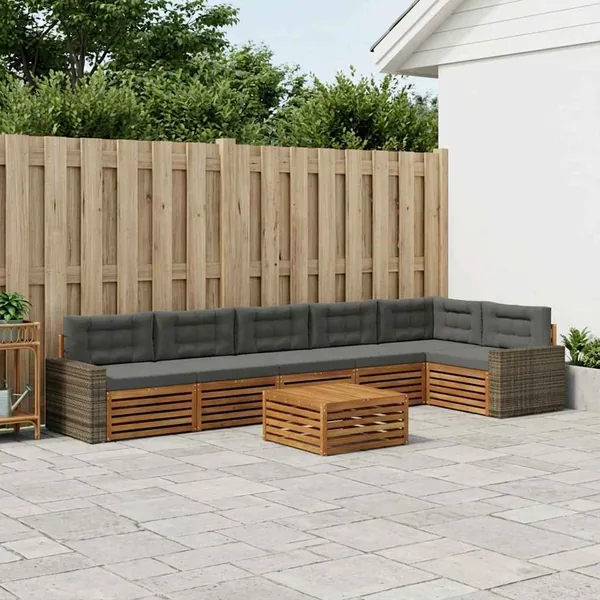 Ensemble de canapés d'extérieur 7 pcs Naturel et Anthracite