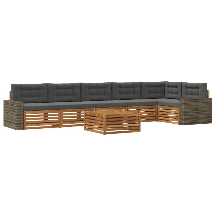 Ensemble de canapés d'extérieur 7 pcs Naturel et Anthracite - 2