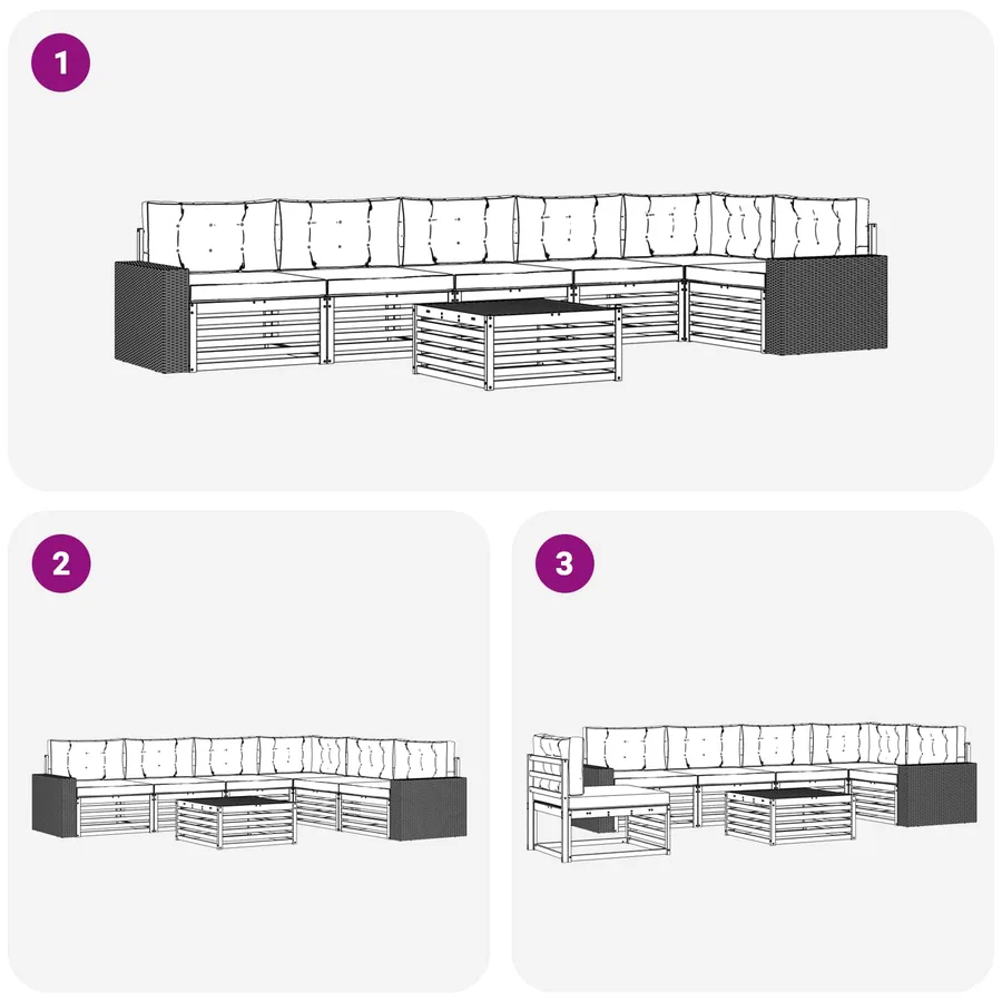 Ensemble de canapés d'extérieur 7 pcs Naturel et Anthracite - 7