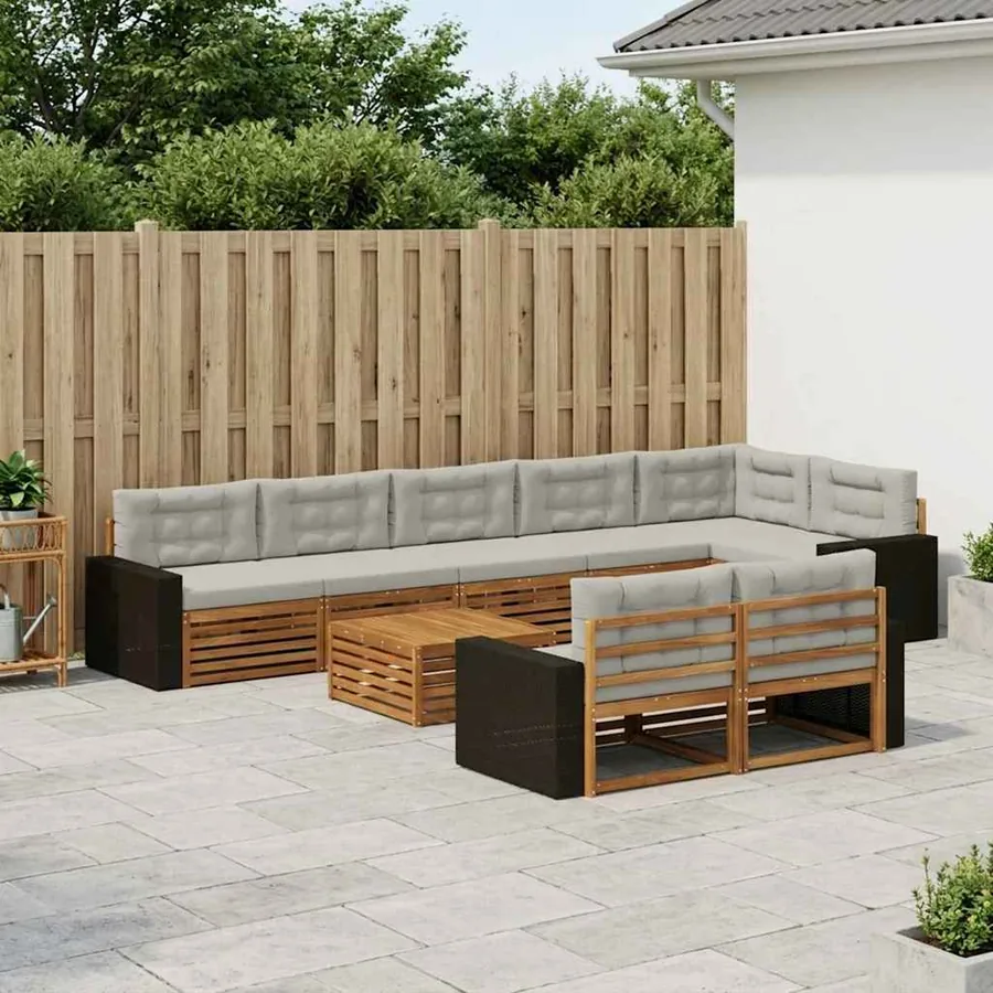 Ensemble de canapés d'extérieur avec coussin 9 pcs