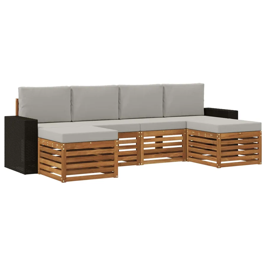 Ensembles de canapés avec coussin 6 pcs Naturel et gris clair - 2