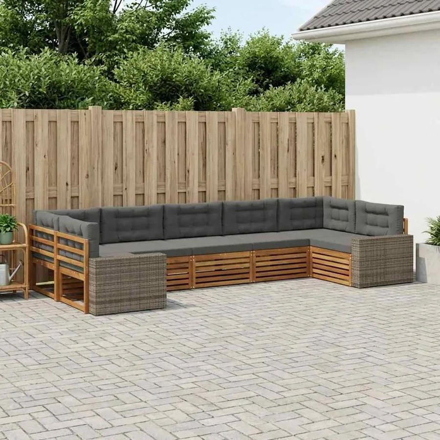 Ensemble de canapés d'extérieur 7 pcs Naturel et Anthracite