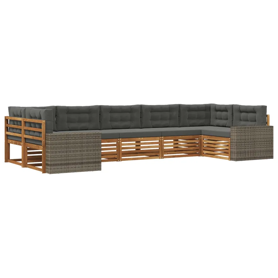 Ensemble de canapés d'extérieur 7 pcs Naturel et Anthracite - 2