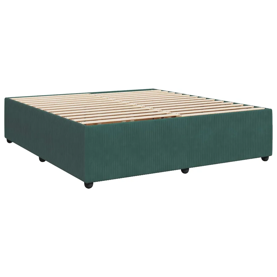 Lit boxspring LED avec matelas Vert foncé 200 x 200 cm Velours - 4