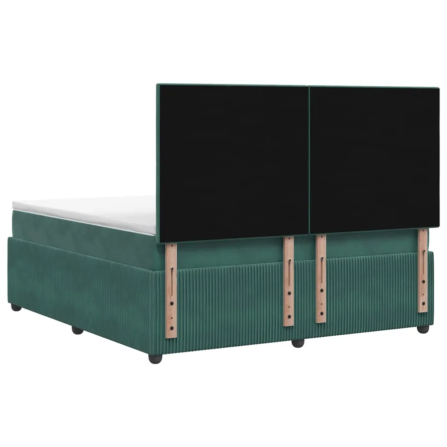 Lit boxspring LED avec matelas Vert foncé 200 x 200 cm Velours - 7
