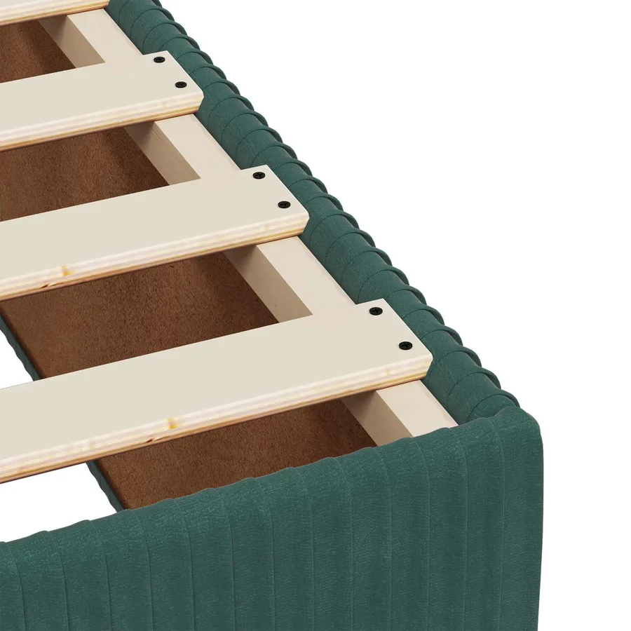 Lit boxspring LED avec matelas Vert foncé 200 x 200 cm Velours - 9