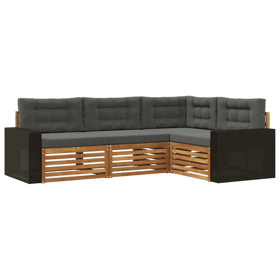Ensemble de canapés d'extérieur 4 pcs Naturel et Anthracite - 2