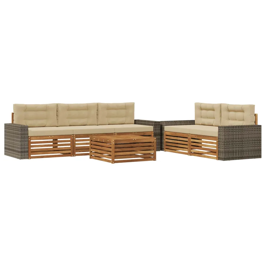Ensemble de canapés d'extérieur 6 pcs Naturel et Beige - 2