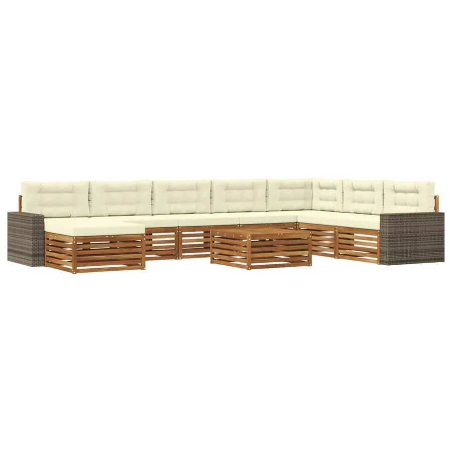 Ensemble de canapés d'extérieur 9 pcs Naturel et Crème - 2