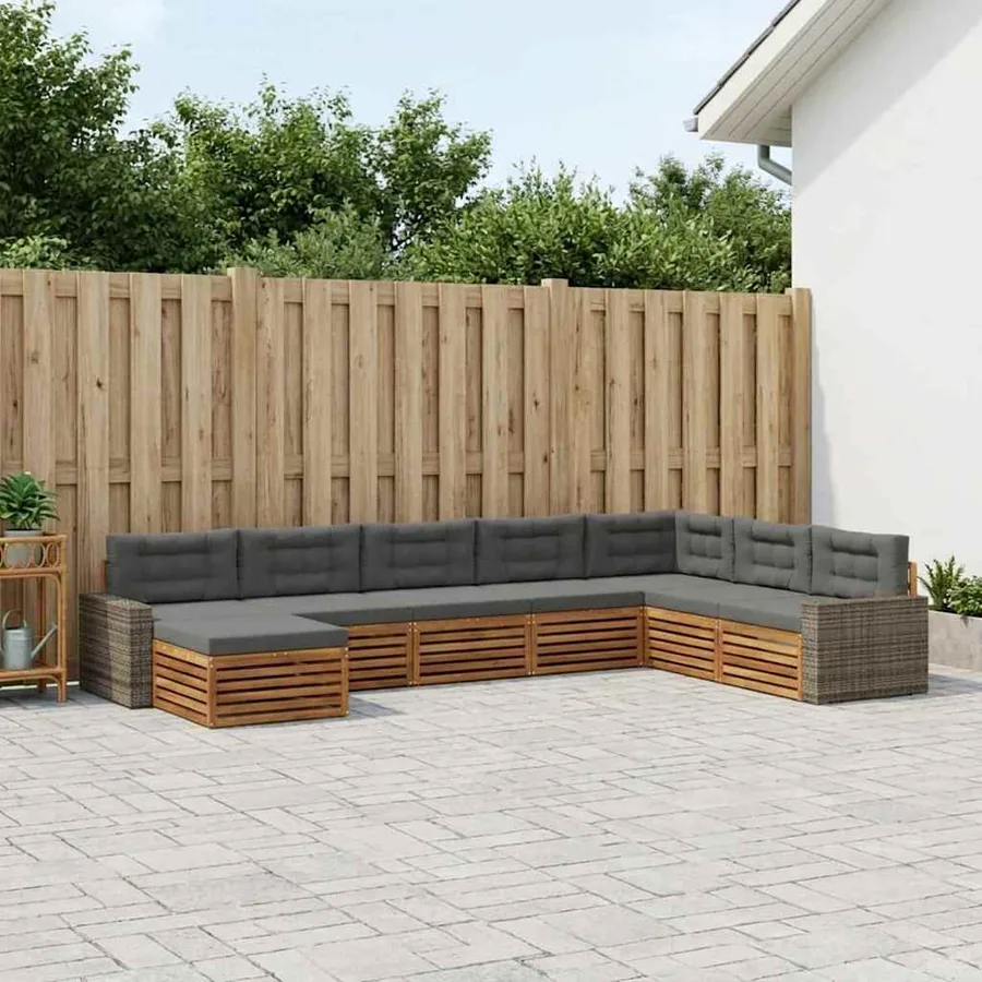 Ensemble de canapés d'extérieur 8 pcs Naturel et Anthracite