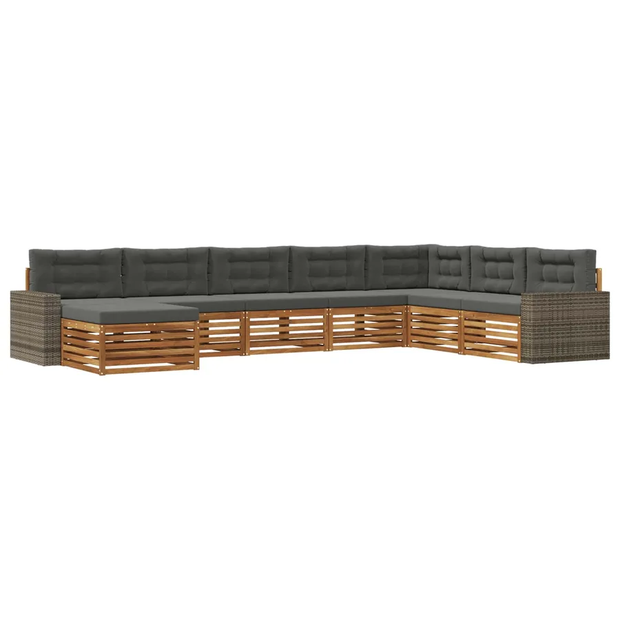 Ensemble de canapés d'extérieur 8 pcs Naturel et Anthracite - 2