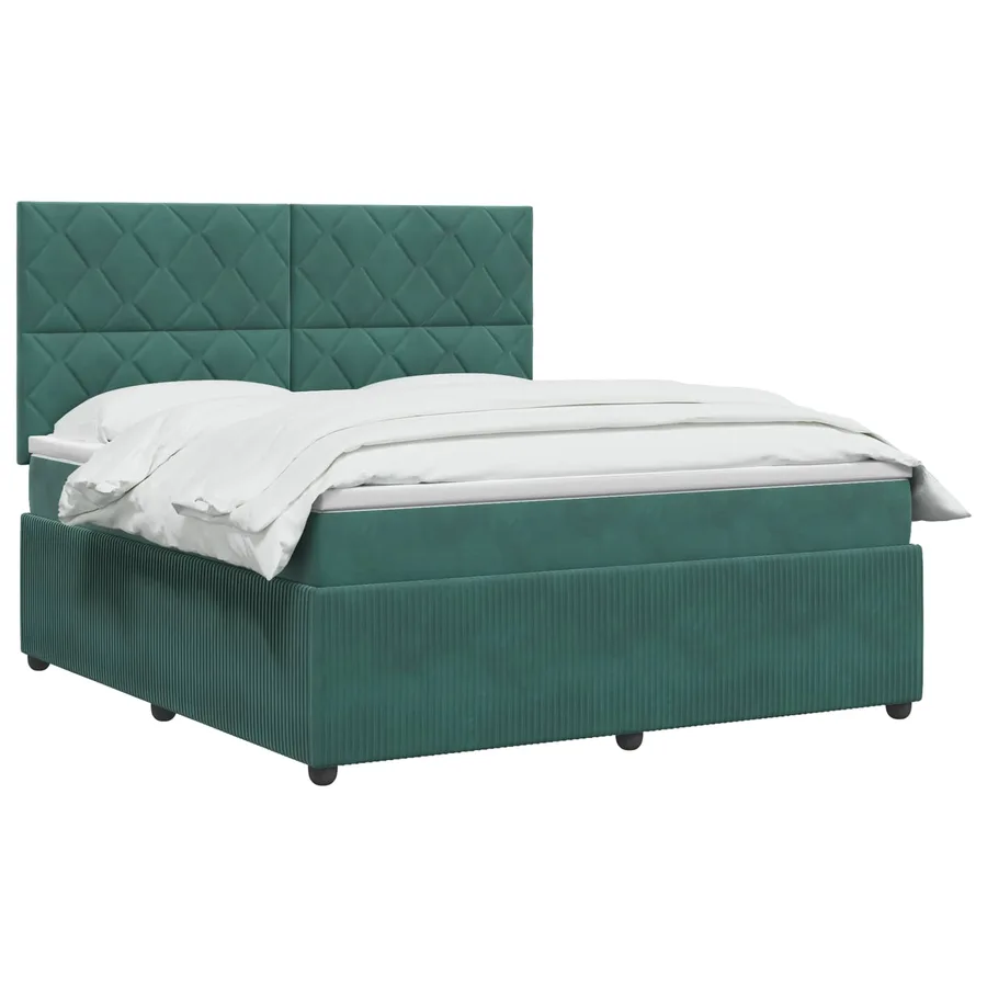 Lit boxspring LED avec matelas Vert foncé 140 x 200 cm Velours - 2