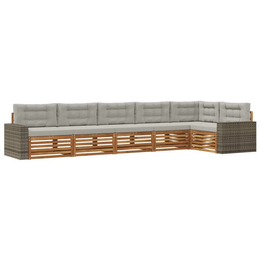 Ensemble de canapés d'extérieur 6 pcs Naturel et gris clair - 2
