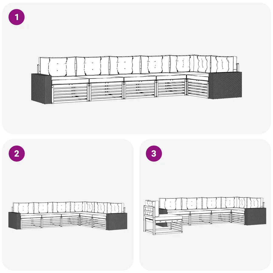 Ensemble de canapés d'extérieur 6 pcs Naturel et gris clair - 7