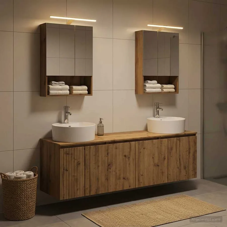 Ensemble d'armoire de salle de bain 5 pc Chêne artisanal