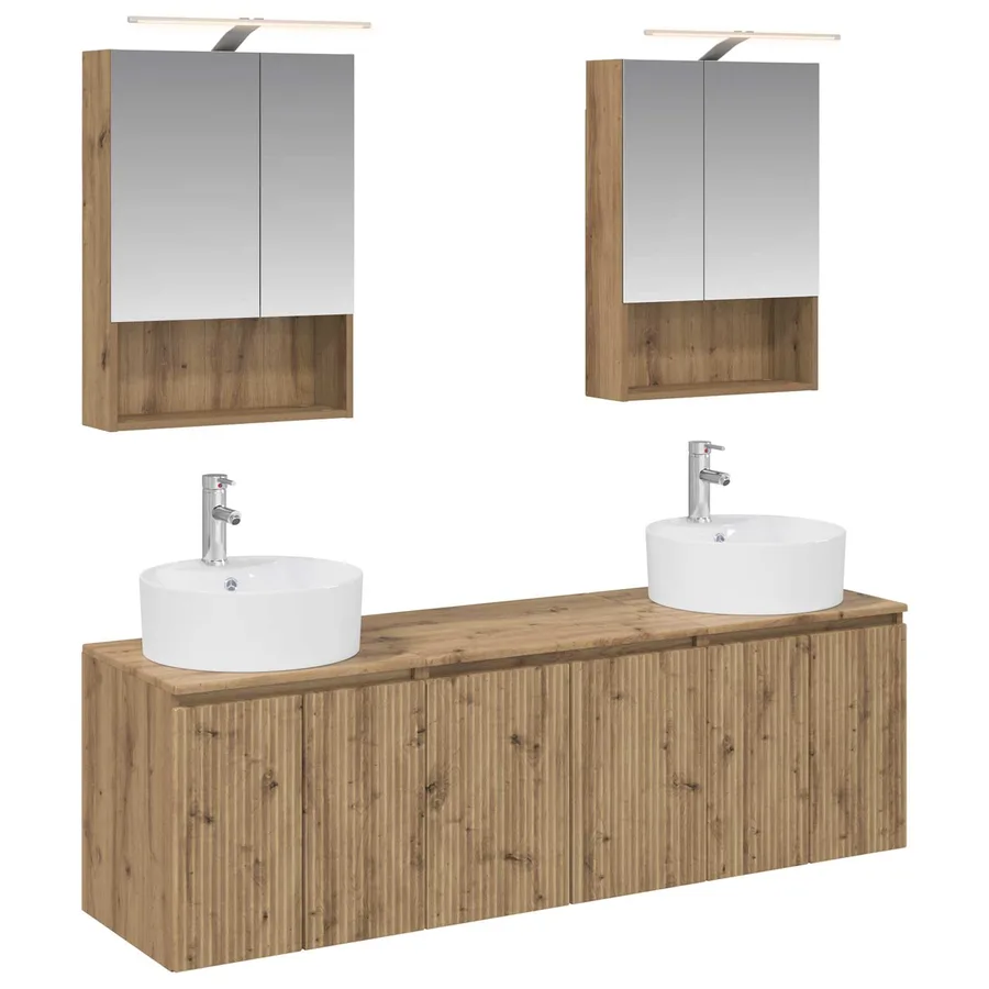 Ensemble d'armoire de salle de bain 5 pc Chêne artisanal - 2