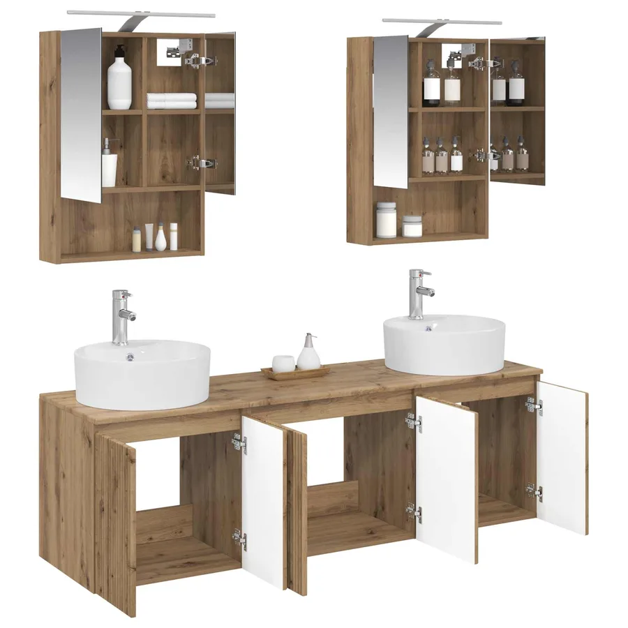 Ensemble d'armoire de salle de bain 5 pc Chêne artisanal - 3