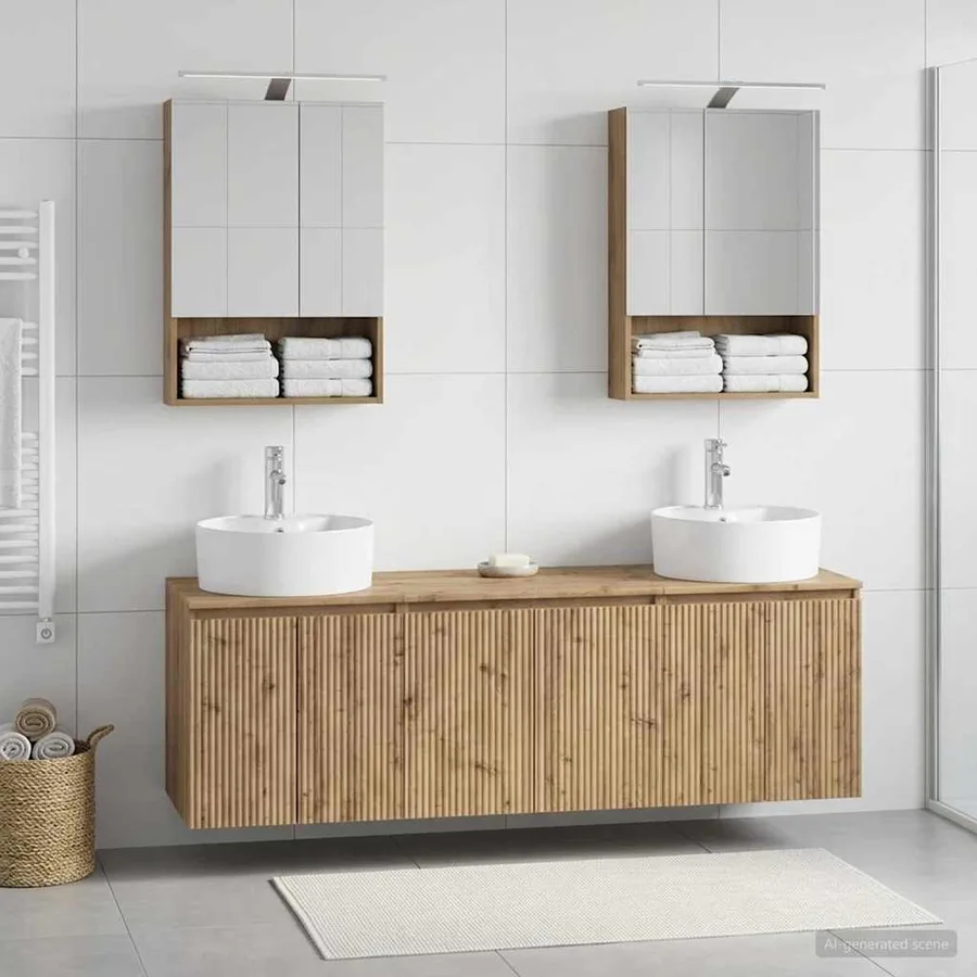 Ensemble d'armoire de salle de bain 5 pc Chêne artisanal - 4