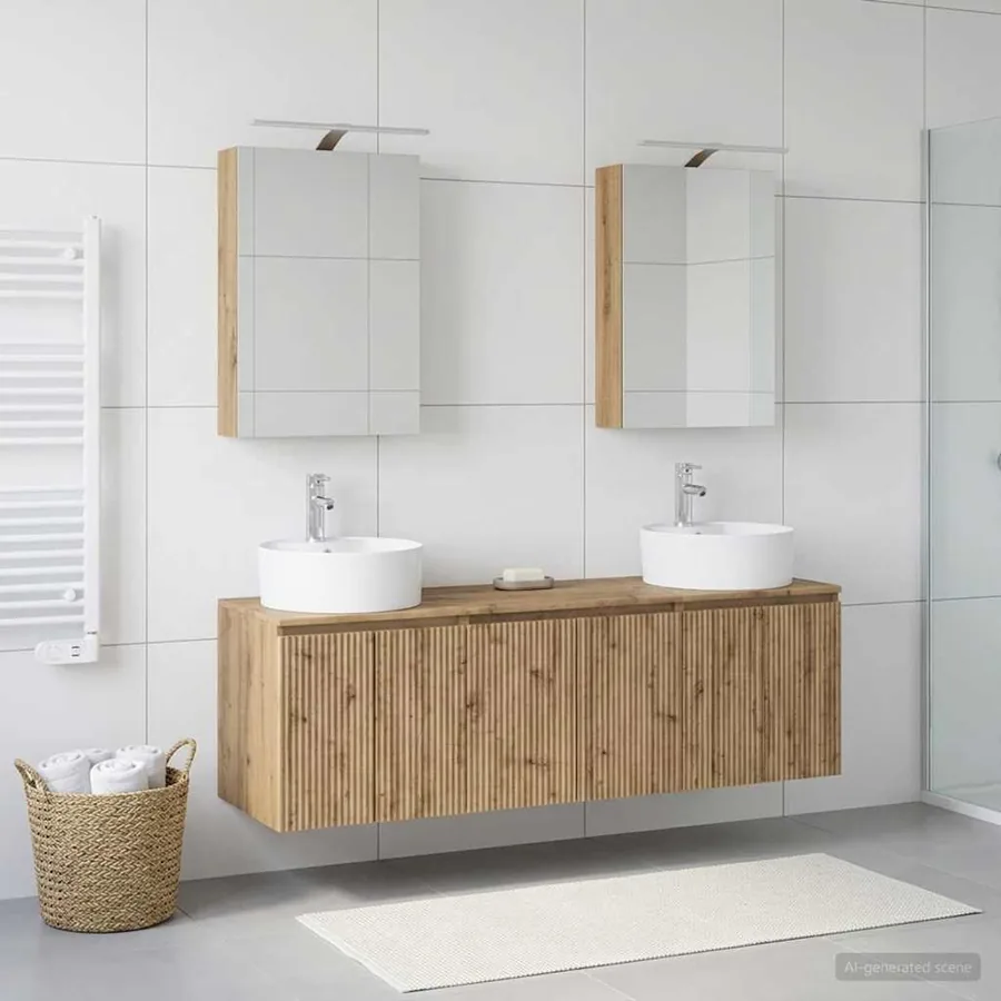 Ensemble d'armoire de salle de bain 5 pc Chêne artisanal