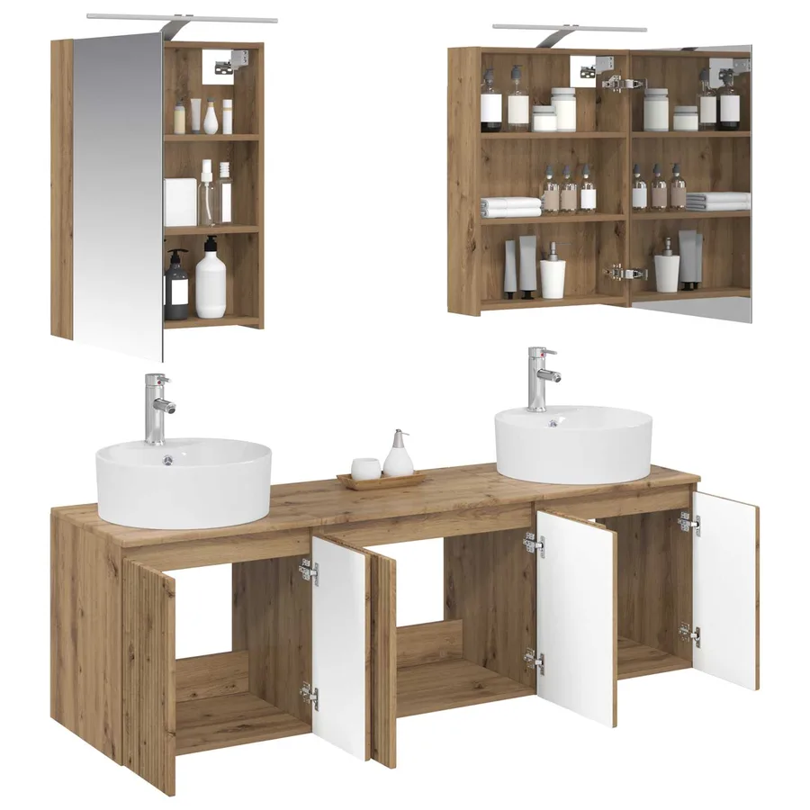 Ensemble d'armoire de salle de bain 5 pc Chêne artisanal - 3