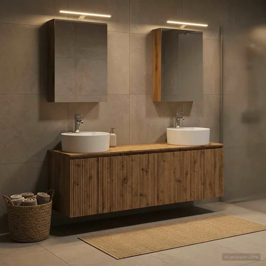 Ensemble d'armoire de salle de bain 5 pc Chêne artisanal - 4
