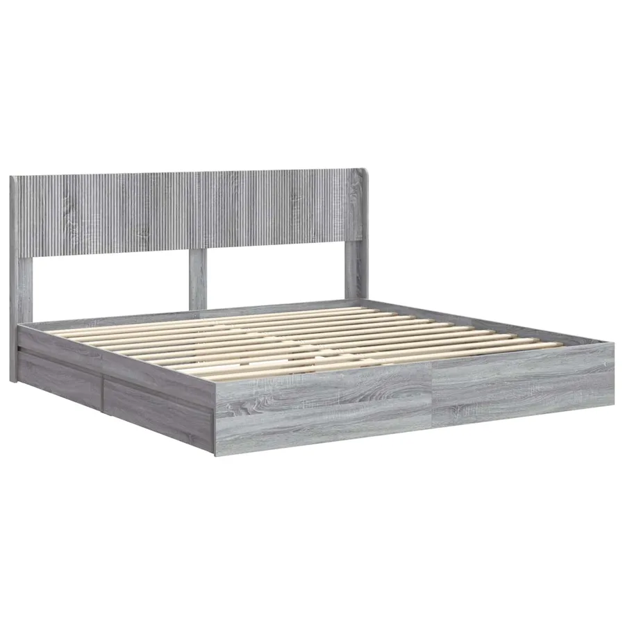 Cadre de lit avec rangement et tête de lit 2 pc - 4