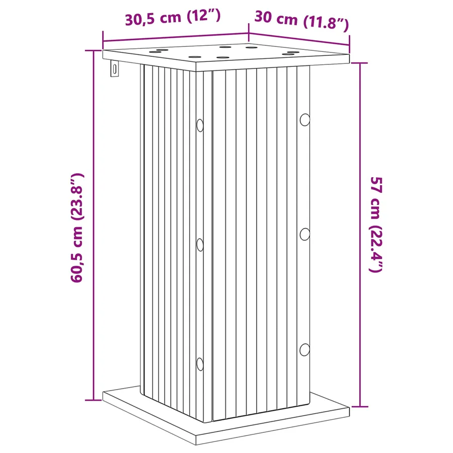 Support de Plante 2 pc Chêne artisanal 30,5 x 30 x 60,5 cm - 11