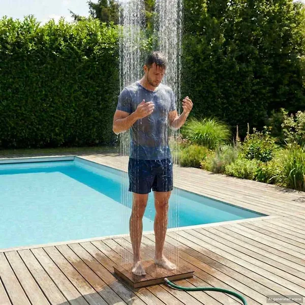 Douche de jardin WPC et Acier inoxydable 201 Marron