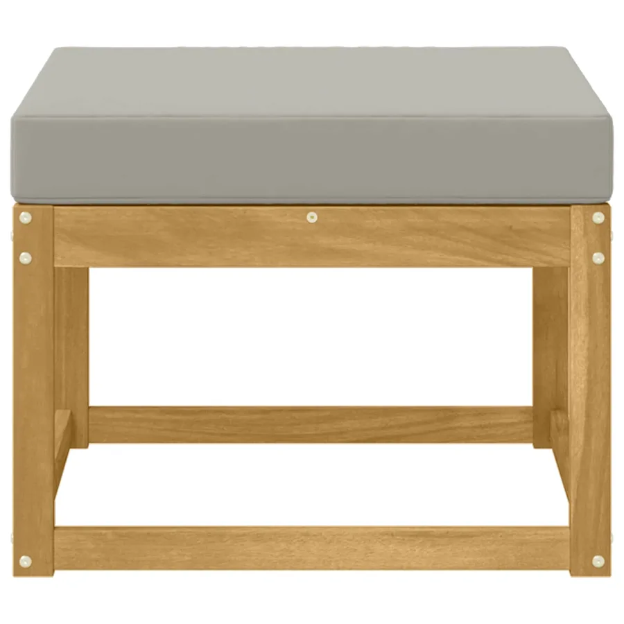 Hocker d'extérieur Bois d'Acacia Massif Blanc - 3